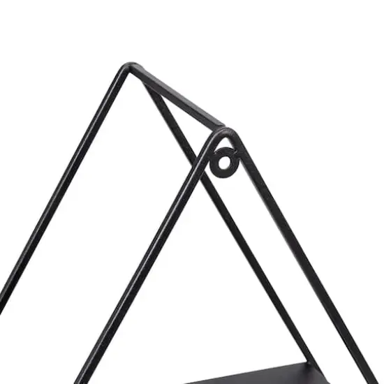 Honey Can Do 28" Black Three-Tier Triangle Decorative Metal Wall Shelf {5}