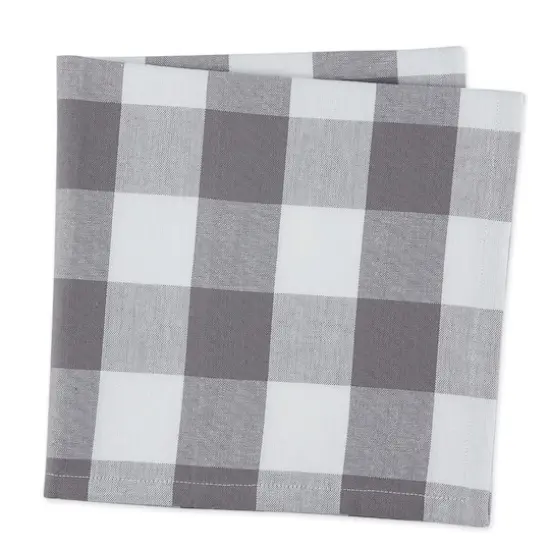 DII&reg; Buffalo Check Oversized Napkin, 6ct. Gray/White {6}
