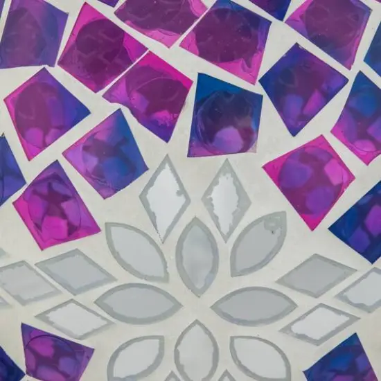 10" Purple, Pink & Silver Mosaic Floral Outdoor Garden Gazing Ball {6}