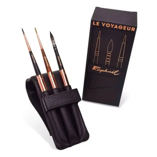 Rapha&euml;l Le Voyageur Black Wallet 3 Brush Travel Set {4}