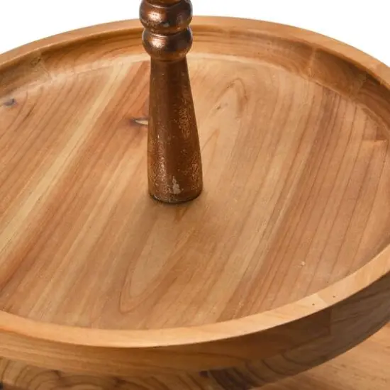 Hello Honey&reg; 18" Dark Brown and Silver Wood 2-Tier Decorative Tray {8}