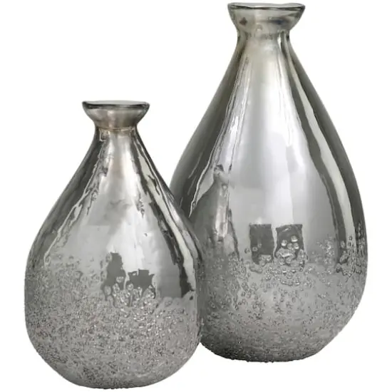 Gray Glass Textured Teardrop Vase Set {3}
