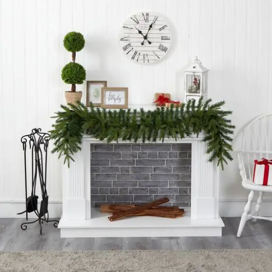 6ft. Pre-Lit Clear LED Green Pine Artificial Christmas Garland {6}