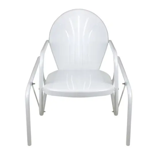Outdoor Retro Metal Tulip Glider Patio Chair White {1}