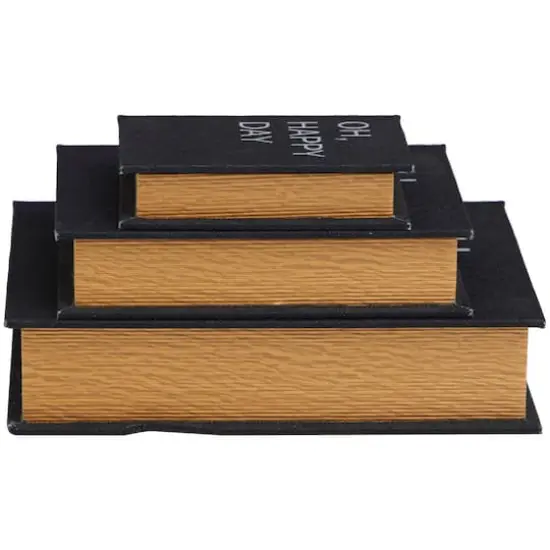 Black Oh, Happy Day Linen Storage Book Box Set {3}