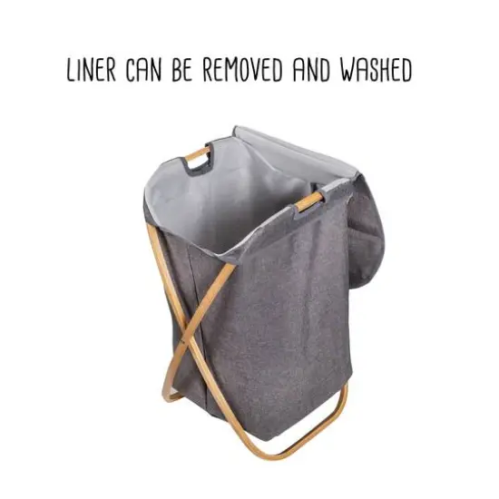 Honey Can Do Gray Bamboo & Canvas Laundry Hamper {12}