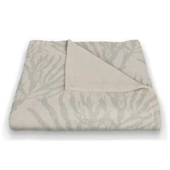 Coral Print Fleece Blanket Blue/White {3}