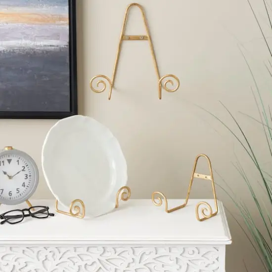 Gold Metal Scroll Hanging Wall Rack Display Easel Set {3}