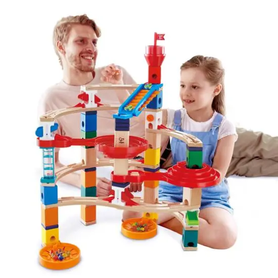 Hape Quadrilla Wooden Super Spiral Marble Run Construction Set {8}