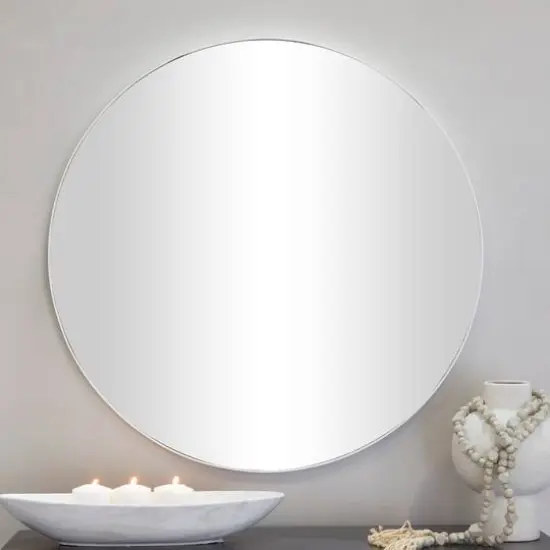 White Wood Thin Framed Wall Mirror 36" x 1" x 36" {7}