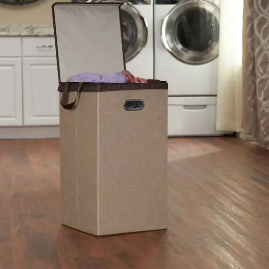 Household Essentials 26" Laundry Hamper with Lid Beige {4}