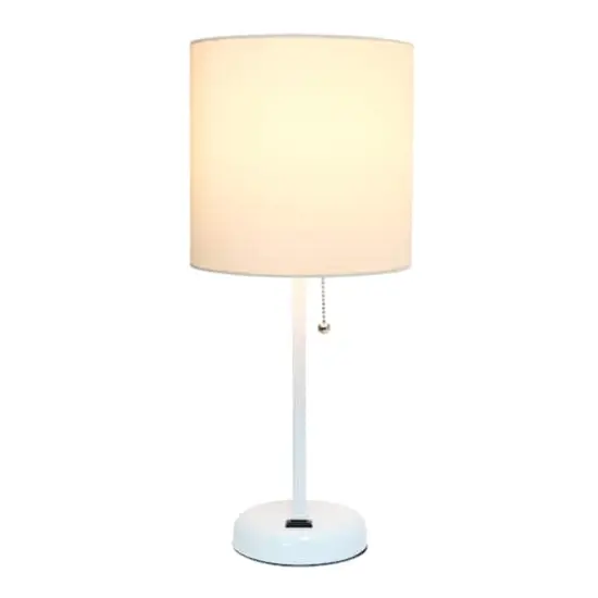 Creekwood Home Oslo 19.5" Power Outlet Table Lamp White Base/White Shade {5}