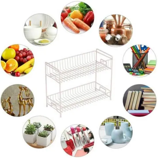 NEX&trade; 14" 2-Tier Rose Gold Countertop Spice Storage Shelf {5}