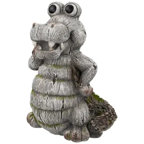 13.25" Posing Crocodile Outdoor Garden Statue {5}