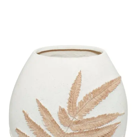 White Polystone Boho Style Vase, 18" x 10" x 6" {6}