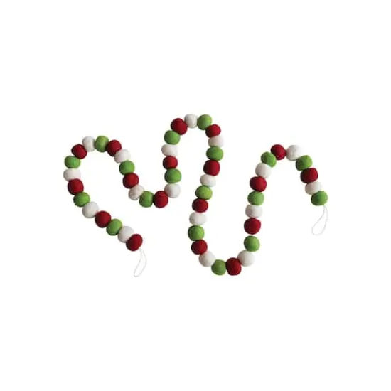 Hello Honey&reg; 6ft. Red, White & Green Wool Felt Ball Garland {1}