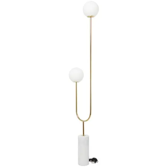 73" 2 Orb Light Floor Lamp with Marble Base Gold {9}