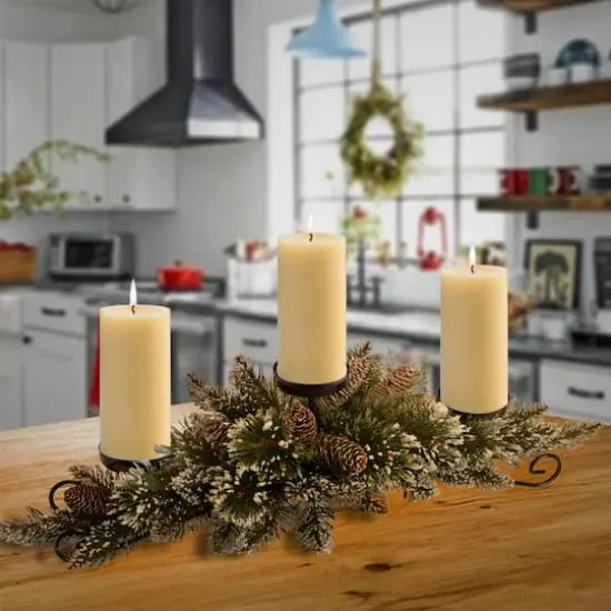 Glittery Bristle&reg; Pine Triple Candle Holder Centerpiece {3}