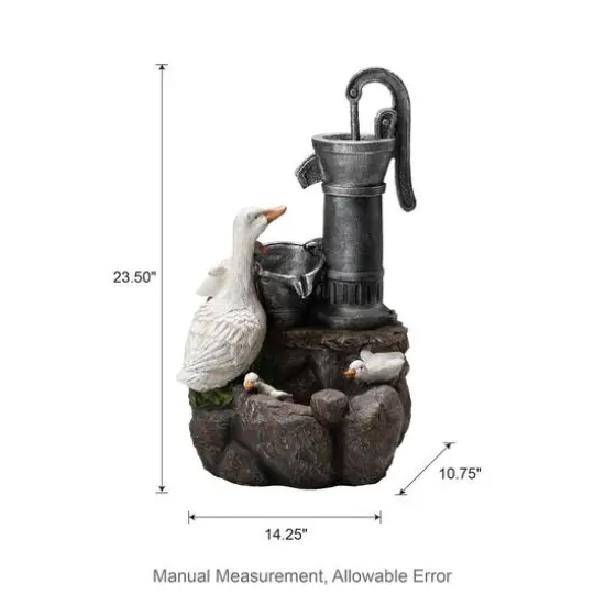 Glitzhome® 23.5" Duck Family Outdoor Fountain with LED Light {9}