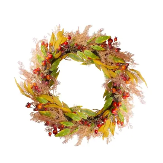24" Berry & Leaves Fall Harvest Wreath {1}