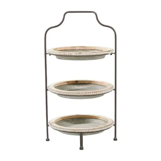 Gray Metal Farmhouse Tiered Server, 29" x 16" x 15" {3}