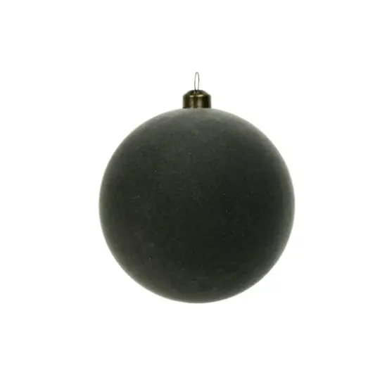 4 Pack 3.8" Flocked Shatterproof Ball Ornaments by Ashland&reg; Dark Gray {3}