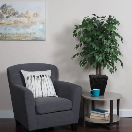 4ft. Artificial Ficus Bush with Square Willow Basket {3}