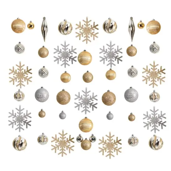 60ct. Holiday Deluxe Shatterproof Christmas Tree Ornament Box Set {1}