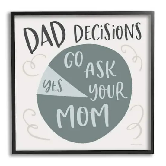 Stupell Industries Humorous Dad Decisions Pie Chart Phrase Framed Giclee Art Black {1}