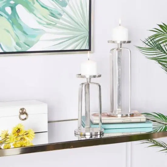 Silver Aluminum Modern Candle holder 14",10" {8}