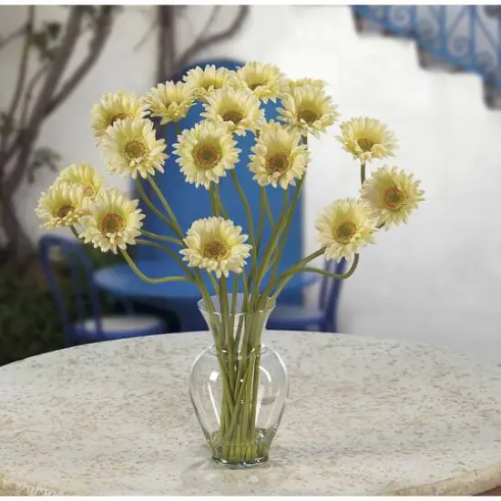 21" Gerbera Daisy Liquid Illusion Silk Flower Arrangement Cream {3}