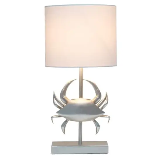 Simple Designs™ 18" Brushed Nickel Pinching Crab Table Lamp with White Shade {3}