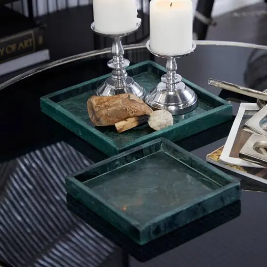 Modern Marble Tray with Raised Border Set Green {7}