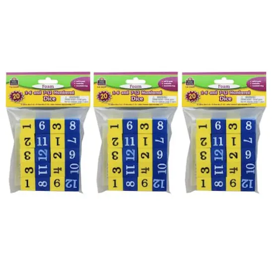 Teacher Created Resources&reg; 3/4" Foam Numbered Dice, 3 Packs of 20 {1}