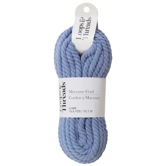 Macram&eacute; Cotton Cord by Loops & Threads&reg;, 50ft. Blue {1}