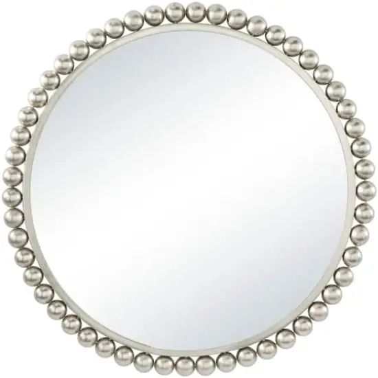 CosmoLiving by Cosmopolitan Silver Metal Wall Mirror with Bead Detailing 36" x 1" x 36" {1}