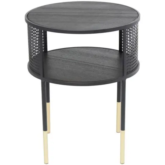 21" Black Metal Open Grid Frame Accent Table {3}