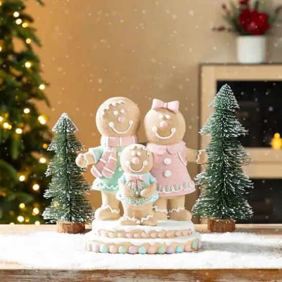 Glitzhome&reg; 10.25" Resin Christmas Gingerbread Man Family Table Decor {5}