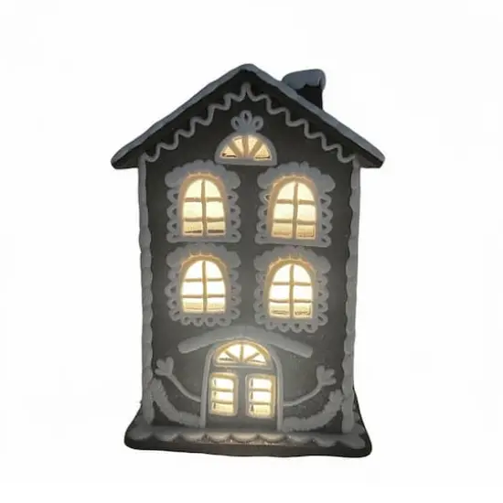 8.5" Brown & White Glitter Lighted 2-Story Gingerbread House Tabletop D&eacute;cor by Ashland&reg; {4}