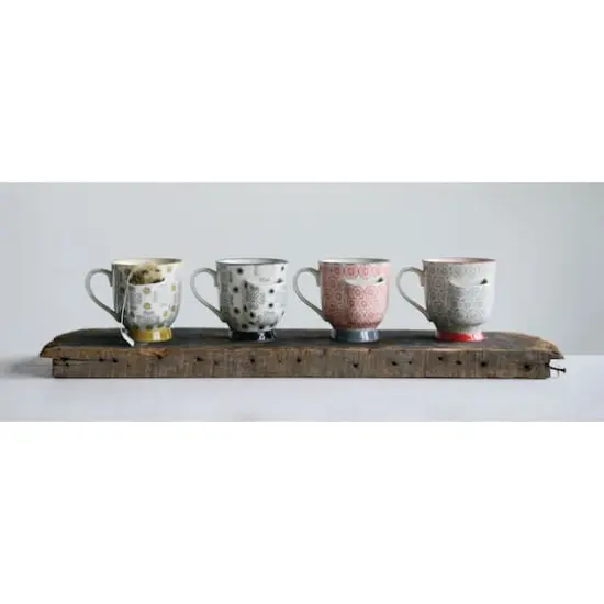 Hello Honey&reg; Floral Stoneware Mugs with Tea Bag Holders Set {3}