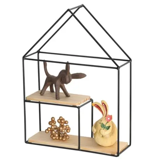 NEX&trade; Black 2-Tier Metal Wall Mounted Floating Shelf {6}