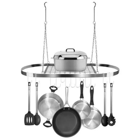 Sorbus Ceiling Mounted Pot & Pan Rack Silver {6}