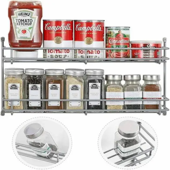 NEX&trade; 2-Tier Wall-Mounted Seasonings Jar Storage Rack, 2ct. {4}