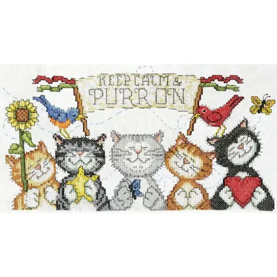 Design Works&trade; Purr On Stamped Cross Stitch Kit {1}