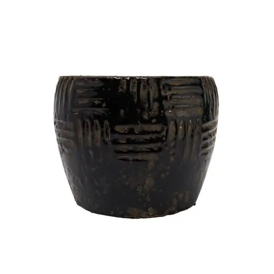 Hello Honey&reg; Black Embossed Terracotta Planter {7}