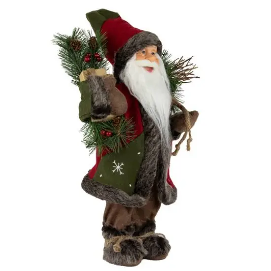 16" Country Rustic Standing Santa Claus with Knitted Snowflake Jacket {6}