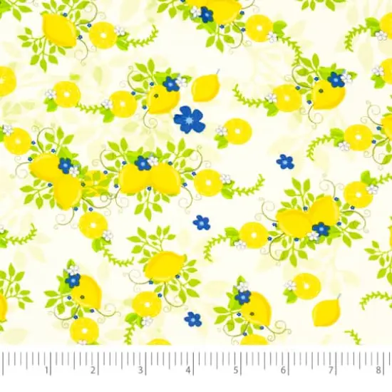 SINGER Small Lemons on White Cotton Fabric {1}