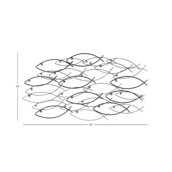 39" Dark Gray Metal Coastal Fish Wall D&eacute;cor {5}