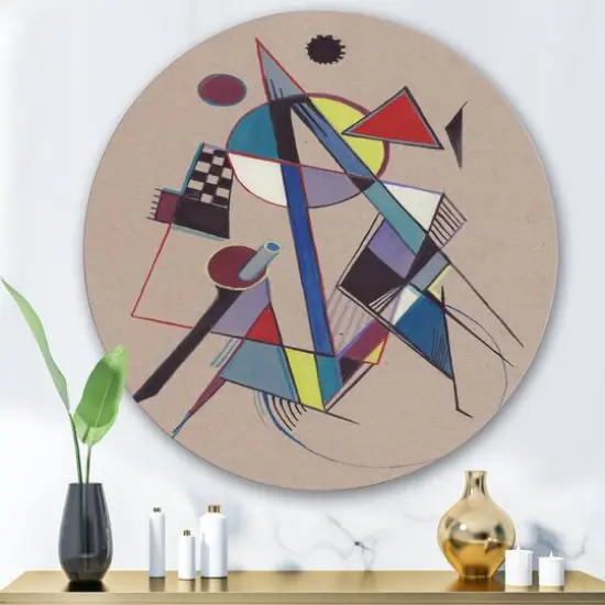Designart - Colored Geometric Abstract Compositions III - Modern Metal Circle Wall Art {4}