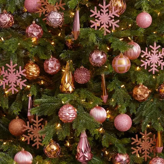 52ct. 6" Pink & Gold Shatterproof Ornament Set {6}